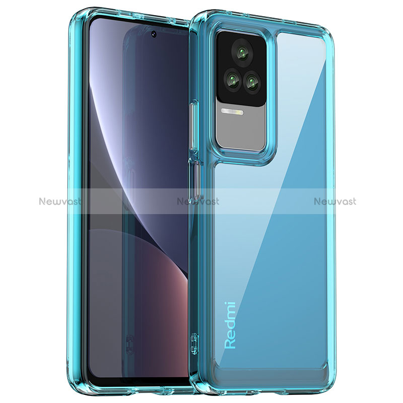 Silicone Transparent Frame Case Cover J01S for Xiaomi Redmi K60E 5G Blue