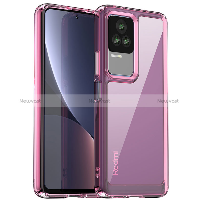 Silicone Transparent Frame Case Cover J01S for Xiaomi Redmi K60E 5G Clove Purple