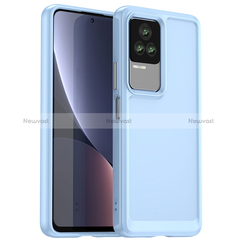 Silicone Transparent Frame Case Cover J01S for Xiaomi Redmi K60E 5G Sky Blue