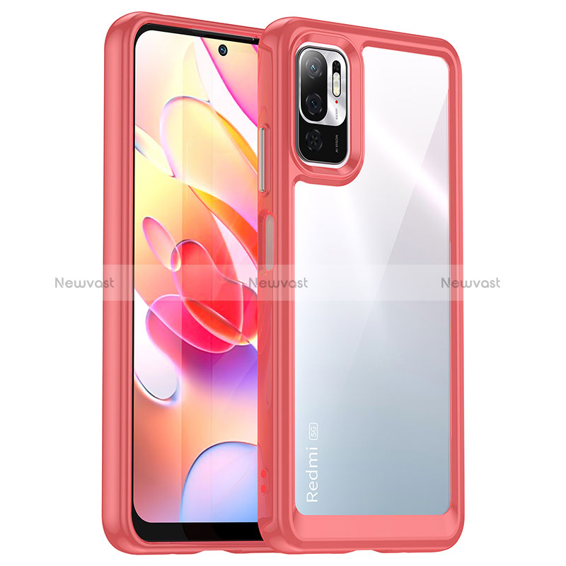 Silicone Transparent Frame Case Cover J01S for Xiaomi Redmi Note 10 5G Red