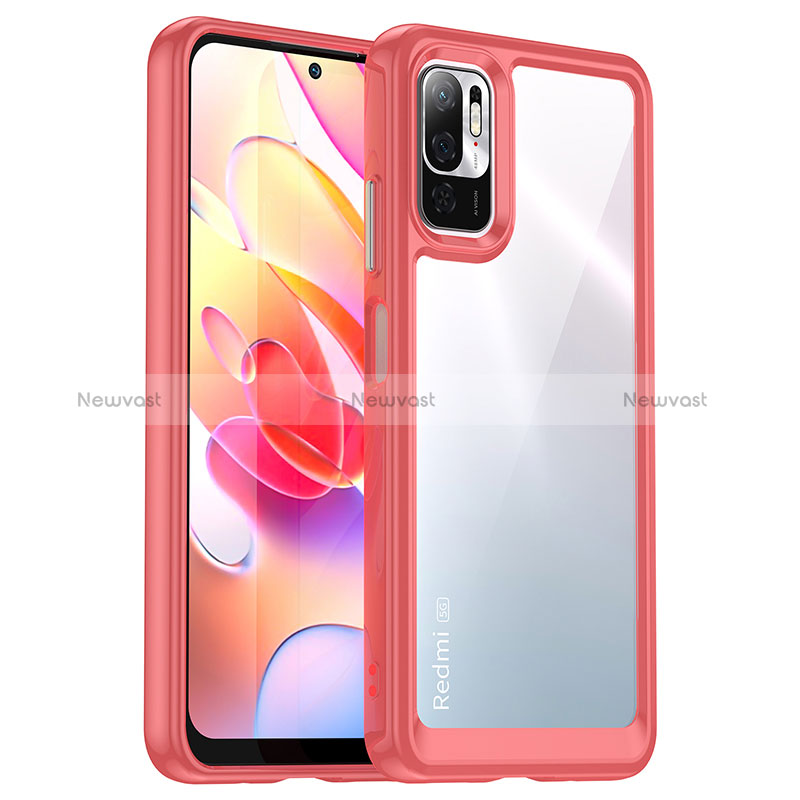 Silicone Transparent Frame Case Cover J01S for Xiaomi Redmi Note 10T 5G Red