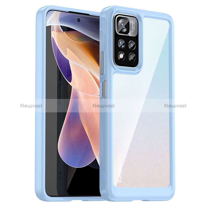 Silicone Transparent Frame Case Cover J01S for Xiaomi Redmi Note 11 Pro+ Plus 5G Blue