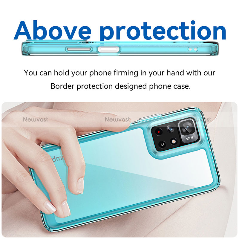 Silicone Transparent Frame Case Cover J01S for Xiaomi Redmi Note 11T 5G