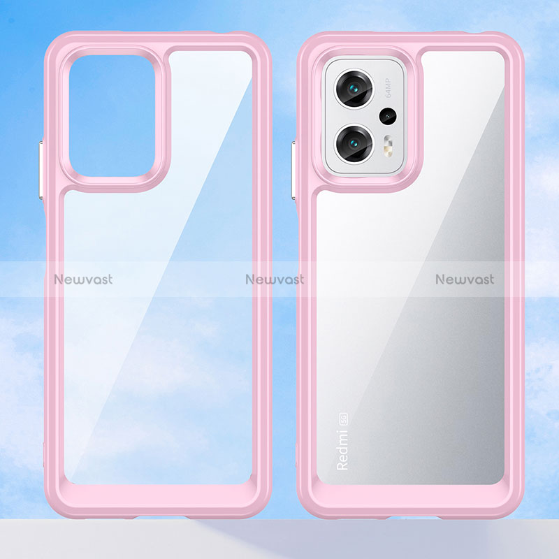 Silicone Transparent Frame Case Cover J01S for Xiaomi Redmi Note 11T Pro 5G