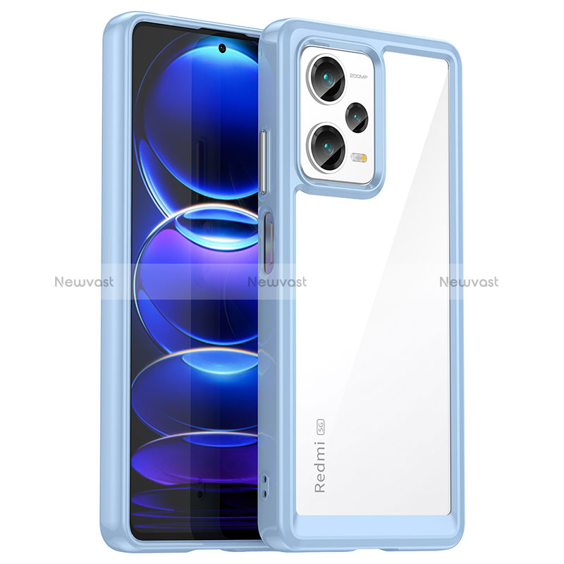 Silicone Transparent Frame Case Cover J01S for Xiaomi Redmi Note 12 Explorer Blue