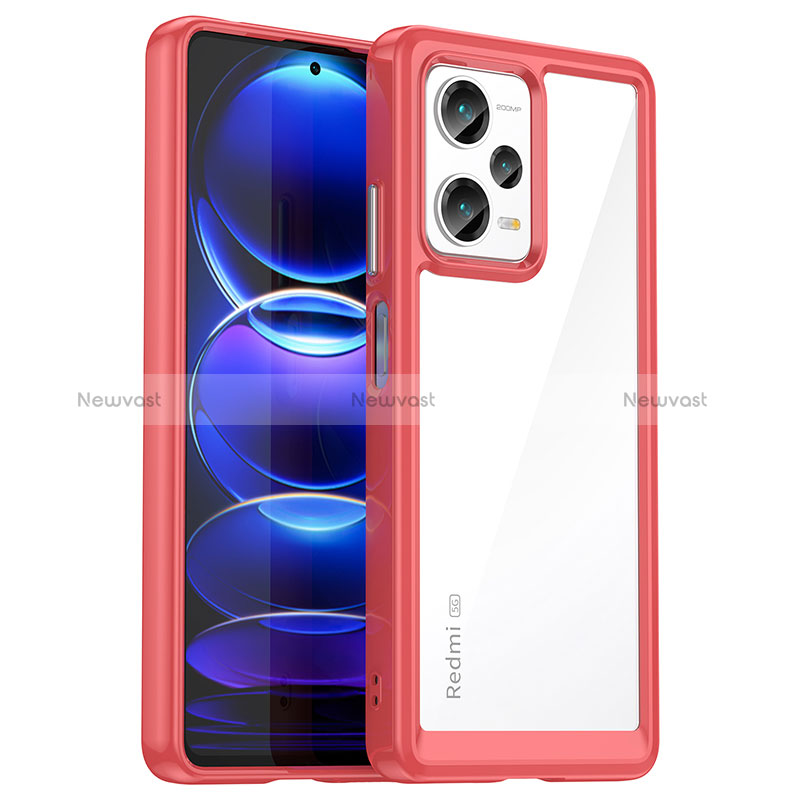 Silicone Transparent Frame Case Cover J01S for Xiaomi Redmi Note 12 Explorer Red