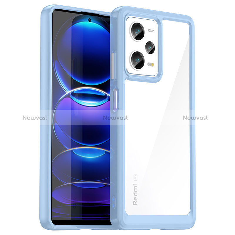 Silicone Transparent Frame Case Cover J01S for Xiaomi Redmi Note 12 Pro 5G