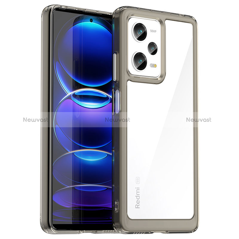 Silicone Transparent Frame Case Cover J01S for Xiaomi Redmi Note 12 Pro 5G Gray