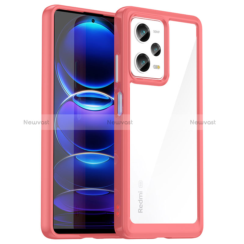 Silicone Transparent Frame Case Cover J01S for Xiaomi Redmi Note 12 Pro 5G Red