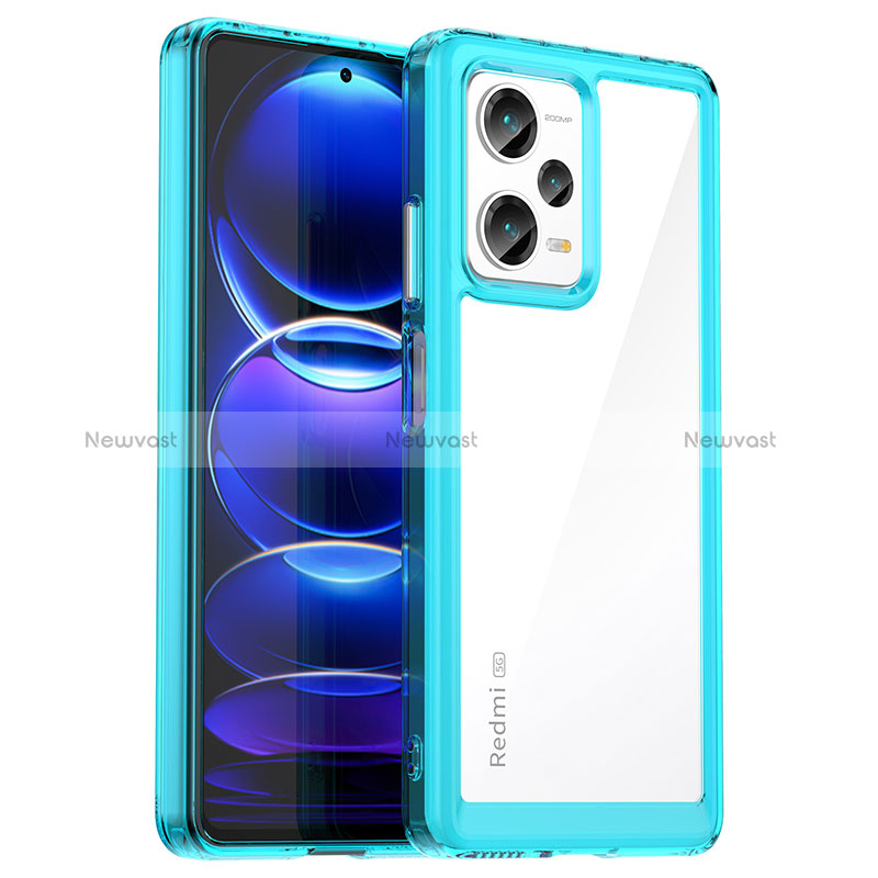 Silicone Transparent Frame Case Cover J01S for Xiaomi Redmi Note 12 Pro+ Plus 5G Sky Blue