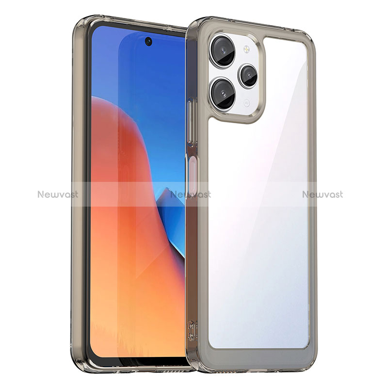 Silicone Transparent Frame Case Cover J01S for Xiaomi Redmi Note 12R 5G Gray