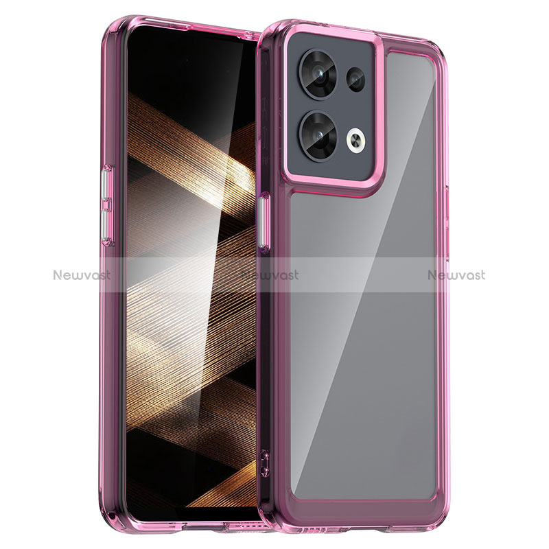 Silicone Transparent Frame Case Cover J01S for Xiaomi Redmi Note 13 5G Hot Pink