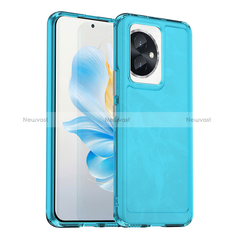 Silicone Transparent Frame Case Cover J02S for Huawei Honor 100 5G Blue