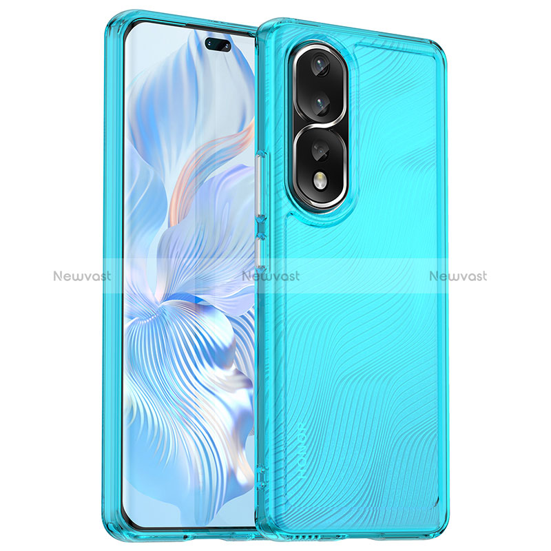 Silicone Transparent Frame Case Cover J02S for Huawei Honor 80 Pro 5G Blue