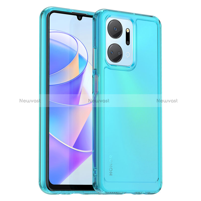 Silicone Transparent Frame Case Cover J02S for Huawei Honor X7a Blue