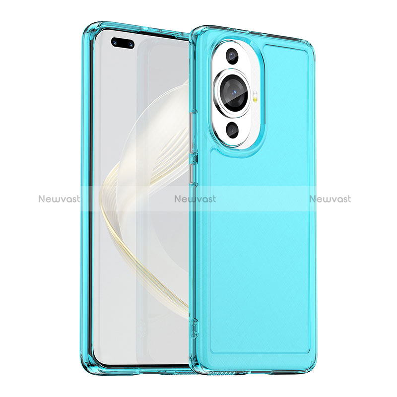 Silicone Transparent Frame Case Cover J02S for Huawei Nova 11 Pro Blue