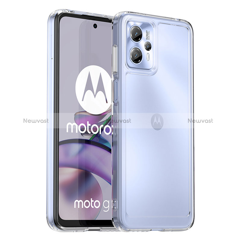 Silicone Transparent Frame Case Cover J02S for Motorola Moto G13 Clear