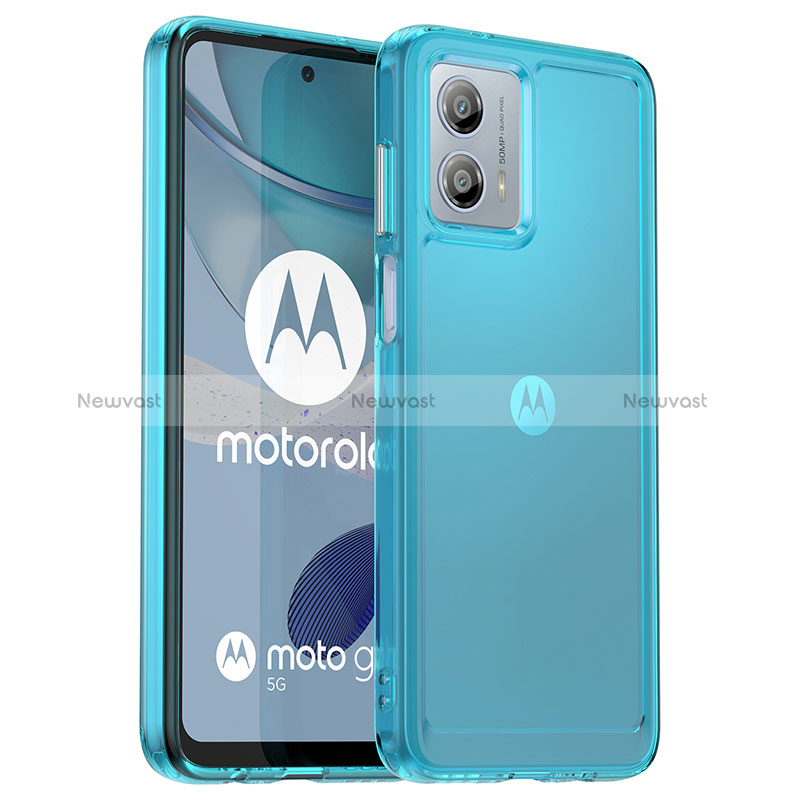 Silicone Transparent Frame Case Cover J02S for Motorola Moto G53 5G Blue