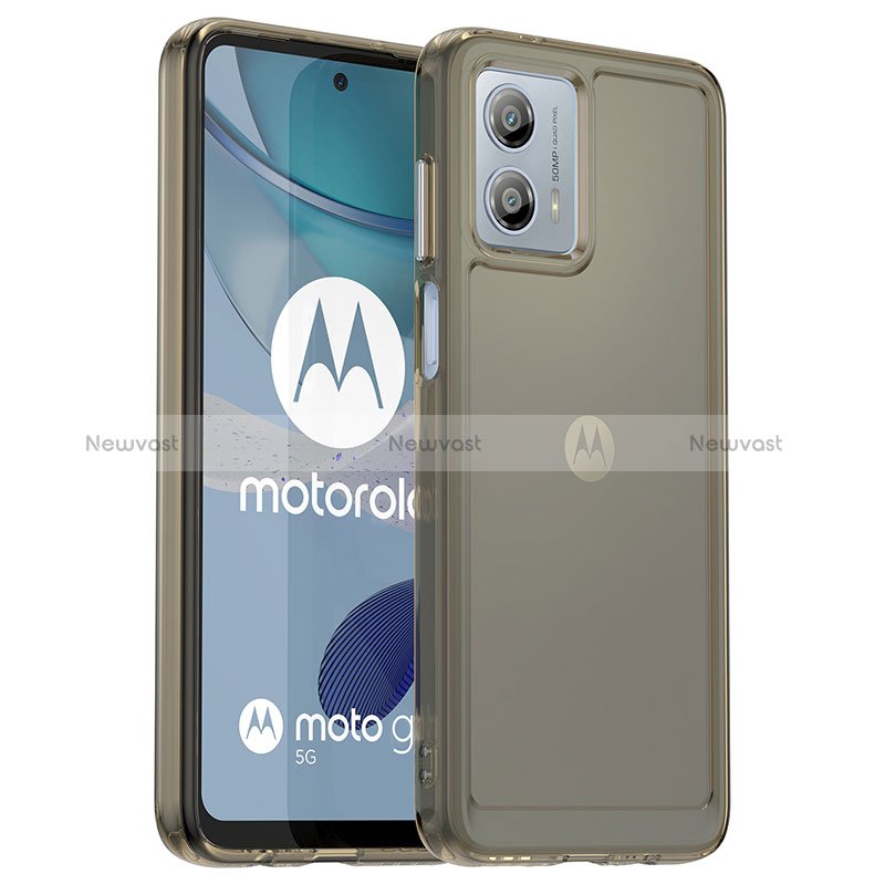 Silicone Transparent Frame Case Cover J02S for Motorola Moto G53 5G Gray