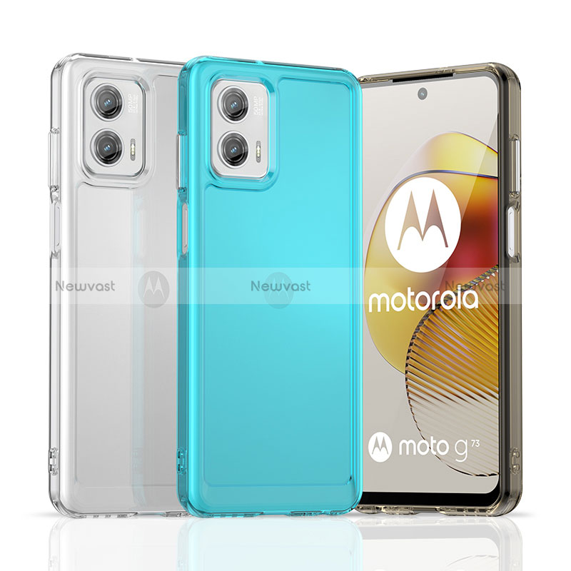 Silicone Transparent Frame Case Cover J02S for Motorola Moto G73 5G