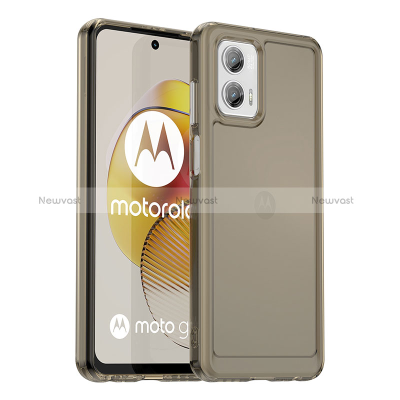 Silicone Transparent Frame Case Cover J02S for Motorola Moto G73 5G Gray