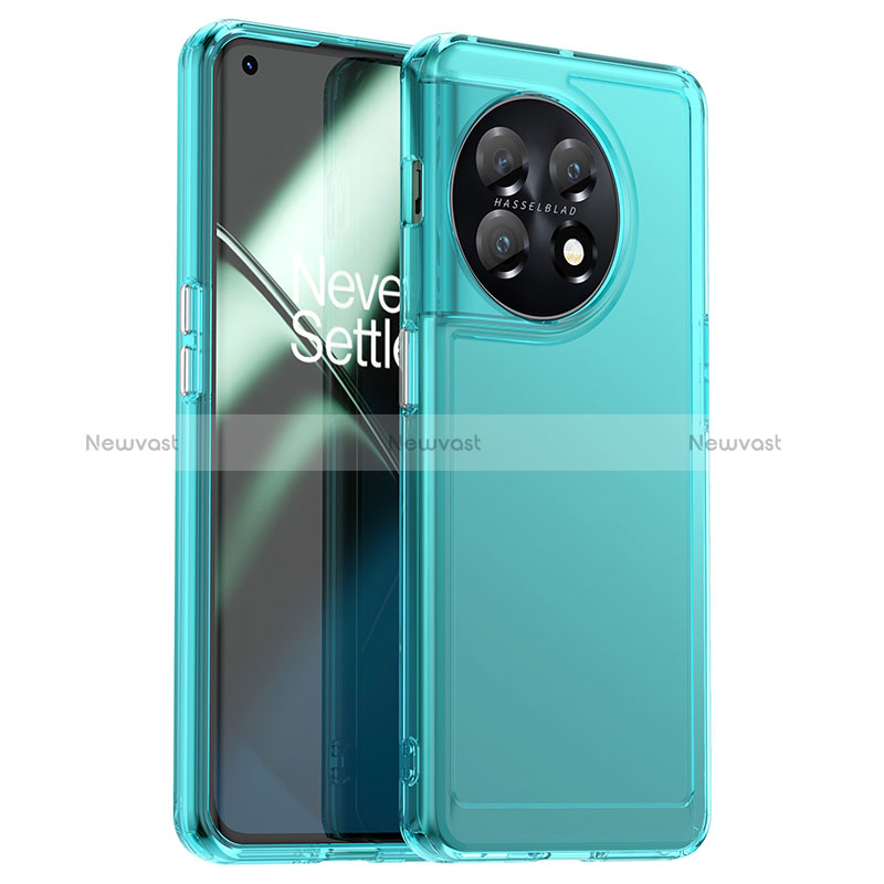 Silicone Transparent Frame Case Cover J02S for OnePlus 11 5G Blue