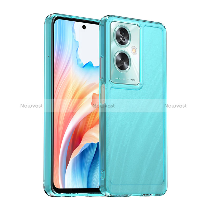 Silicone Transparent Frame Case Cover J02S for Oppo A2 5G Blue