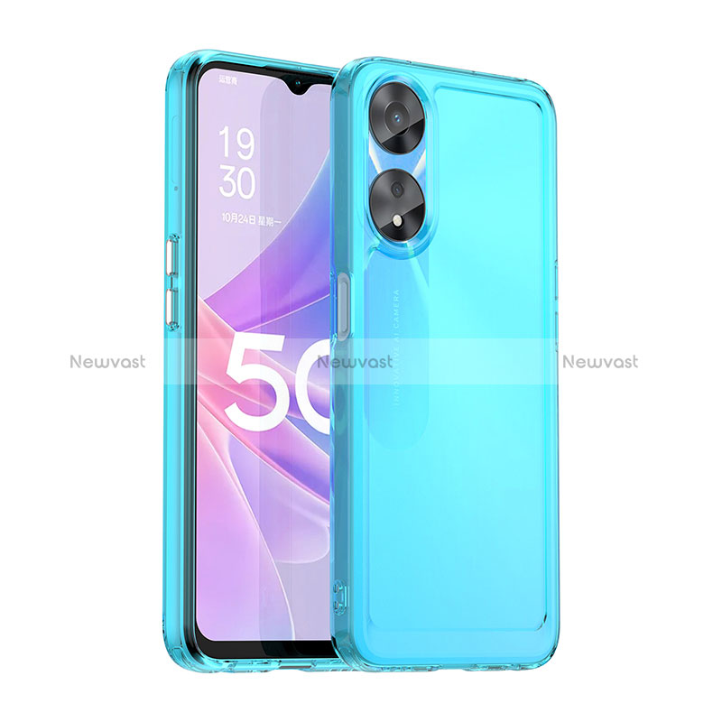 Silicone Transparent Frame Case Cover J02S for Oppo A58 5G Blue