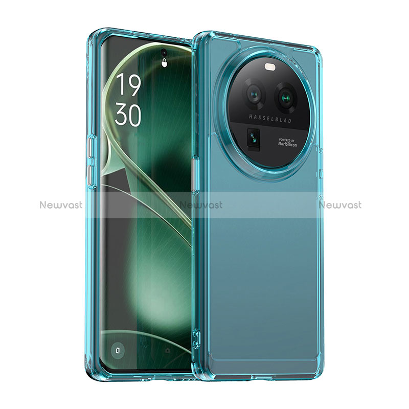 Silicone Transparent Frame Case Cover J02S for Oppo Find X6 5G Blue