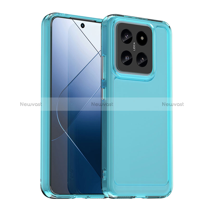 Silicone Transparent Frame Case Cover J02S for Xiaomi Mi 14 5G Blue