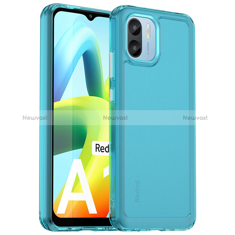 Silicone Transparent Frame Case Cover J02S for Xiaomi Poco C50 Blue