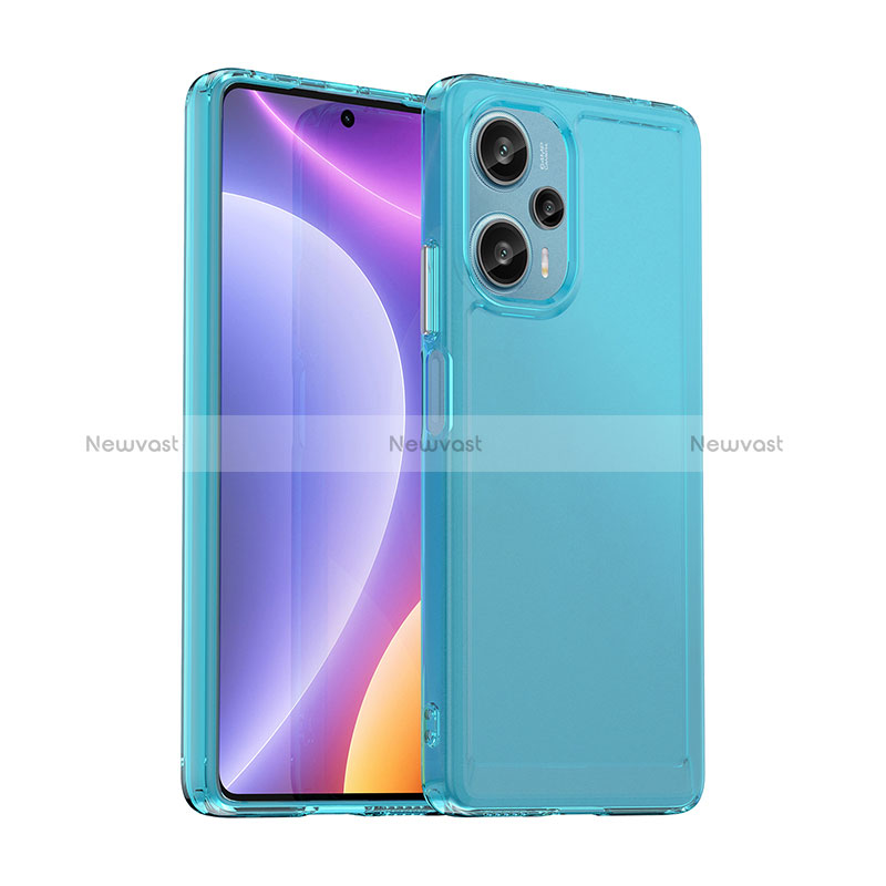 Silicone Transparent Frame Case Cover J02S for Xiaomi Poco F5 5G Blue