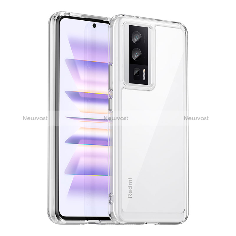 Silicone Transparent Frame Case Cover J02S for Xiaomi Poco F5 Pro 5G Clear