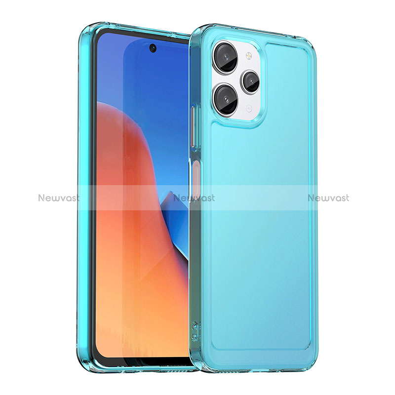 Silicone Transparent Frame Case Cover J02S for Xiaomi Poco M6 Pro 5G Blue