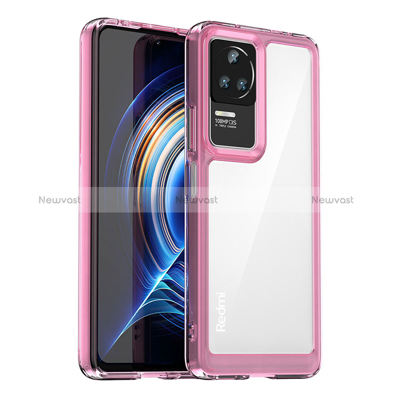 Silicone Transparent Frame Case Cover J02S for Xiaomi Redmi K50 Pro 5G Pink