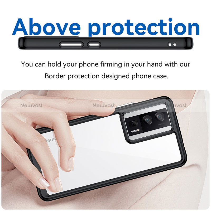 Silicone Transparent Frame Case Cover J02S for Xiaomi Redmi K60 5G