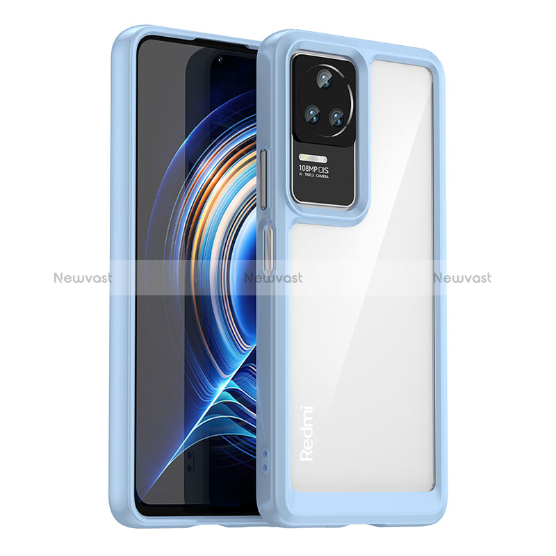 Silicone Transparent Frame Case Cover J02S for Xiaomi Redmi K60E 5G Blue