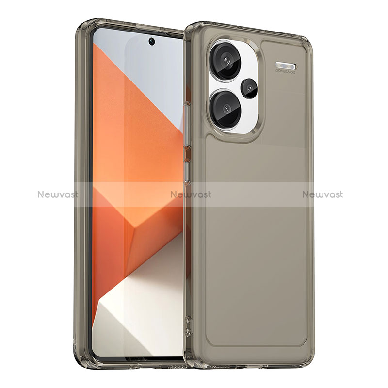 Silicone Transparent Frame Case Cover J02S for Xiaomi Redmi Note 13 Pro+ Plus 5G Gray