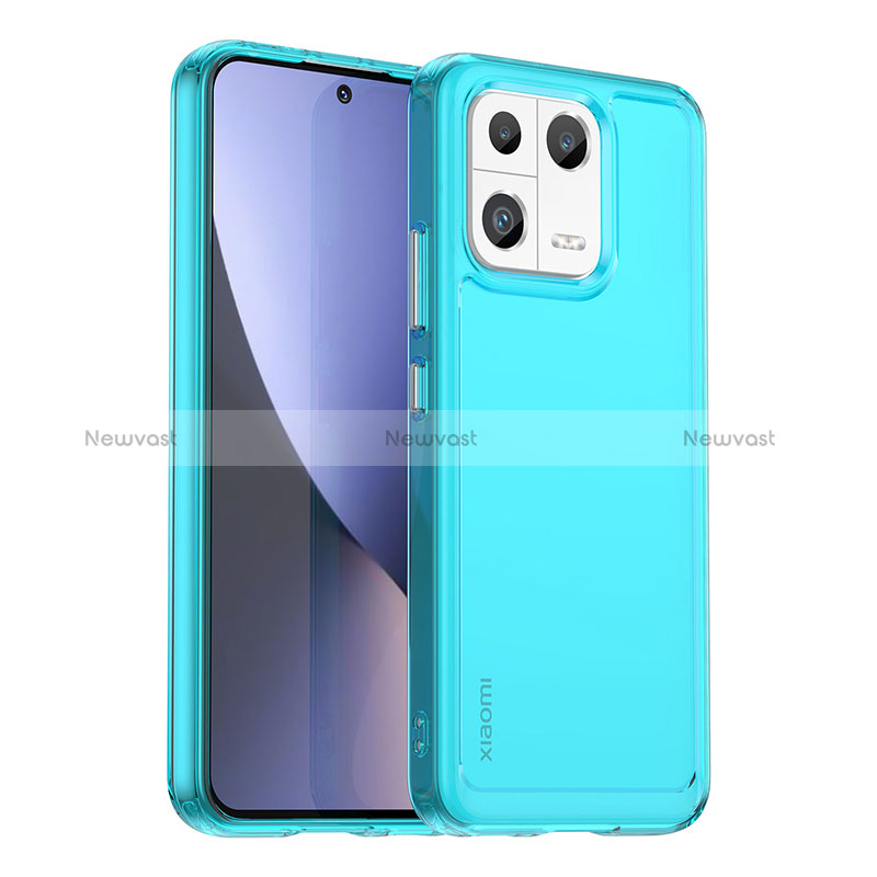 Silicone Transparent Frame Case Cover J04S for Xiaomi Mi 13 5G Blue