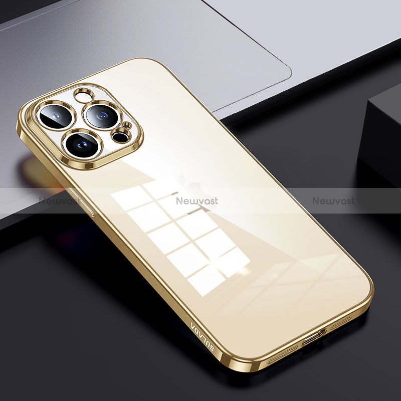 Silicone Transparent Frame Case Cover LD2 for Apple iPhone 13 Pro Gold