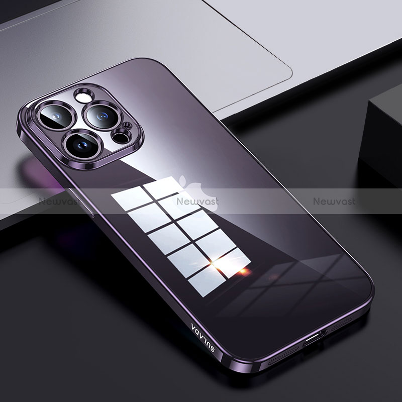 Silicone Transparent Frame Case Cover LD2 for Apple iPhone 13 Pro Purple