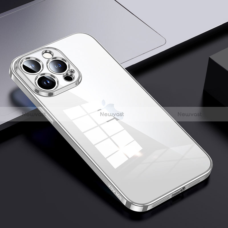 Silicone Transparent Frame Case Cover LD2 for Apple iPhone 13 Pro Silver