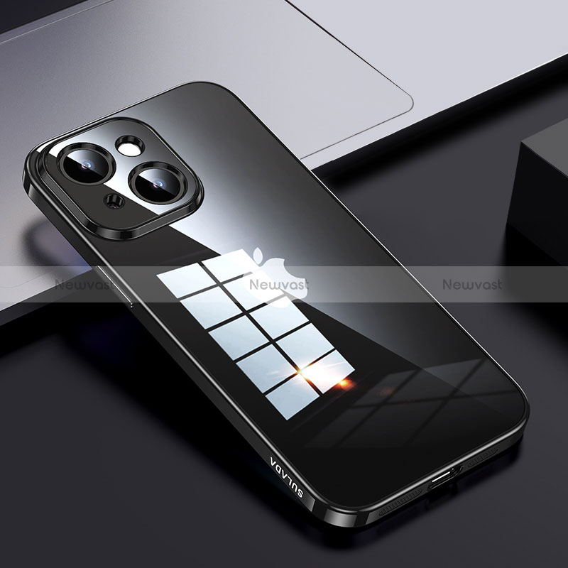 Silicone Transparent Frame Case Cover LD2 for Apple iPhone 15 Plus Black