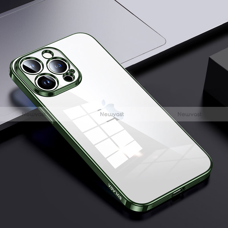 Silicone Transparent Frame Case Cover LD2 for Apple iPhone 16 Pro Max Green