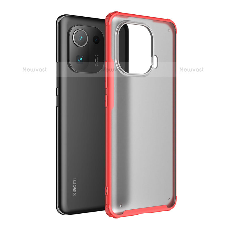 Silicone Transparent Frame Case Cover M01 for Xiaomi Mi 11 Pro 5G Red