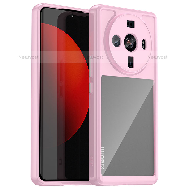 Silicone Transparent Frame Case Cover M01 for Xiaomi Mi 12S Ultra 5G Pink