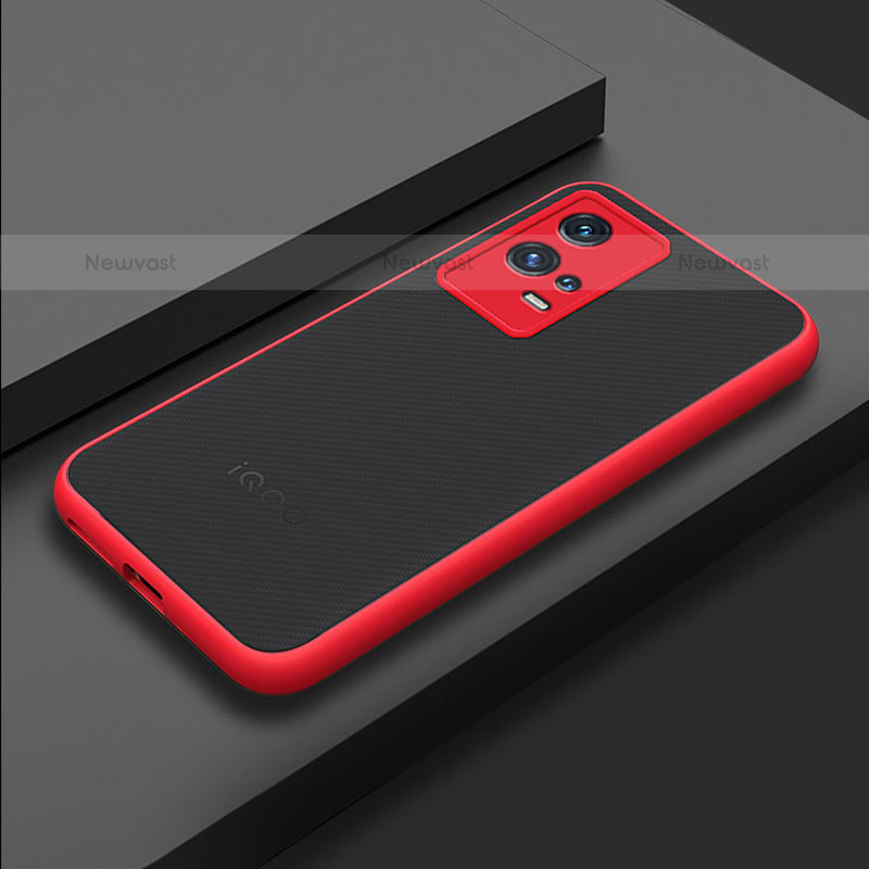 Silicone Transparent Frame Case Cover M02 for Vivo iQOO 8 Pro 5G Red