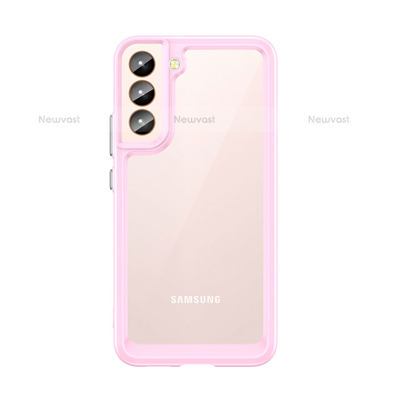 Silicone Transparent Frame Case Cover M03 for Samsung Galaxy S21 5G Pink