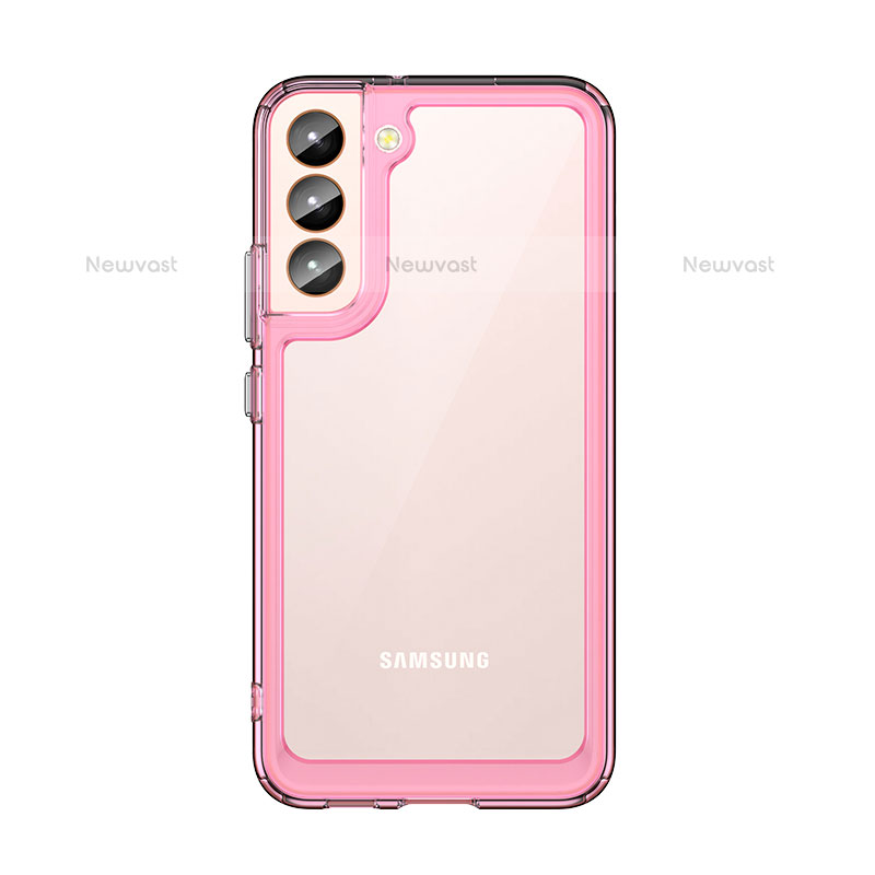 Silicone Transparent Frame Case Cover M03 for Samsung Galaxy S21 5G Rose Gold