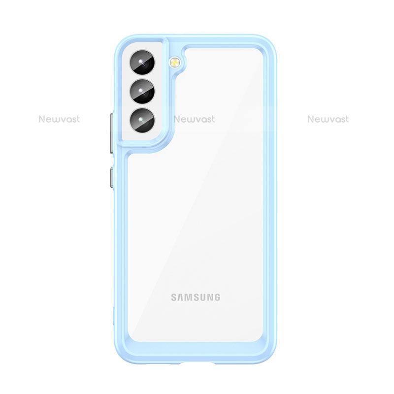 Silicone Transparent Frame Case Cover M03 for Samsung Galaxy S21 Plus 5G Blue